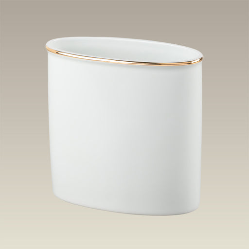 6" Gold Banded Oval Vase or Letter Holder