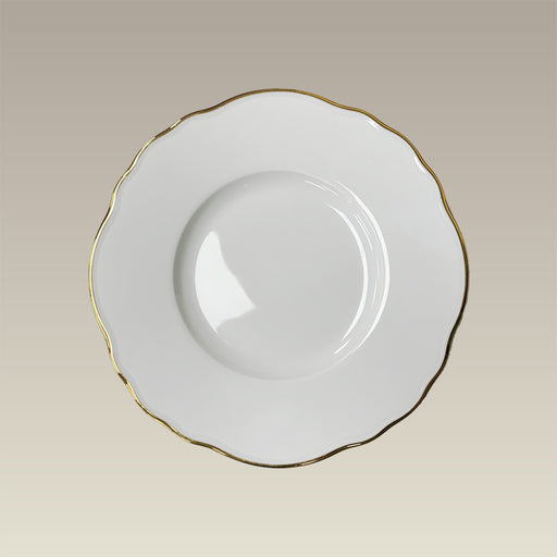 6.5" Scalloped Rim plate with Gold Trim