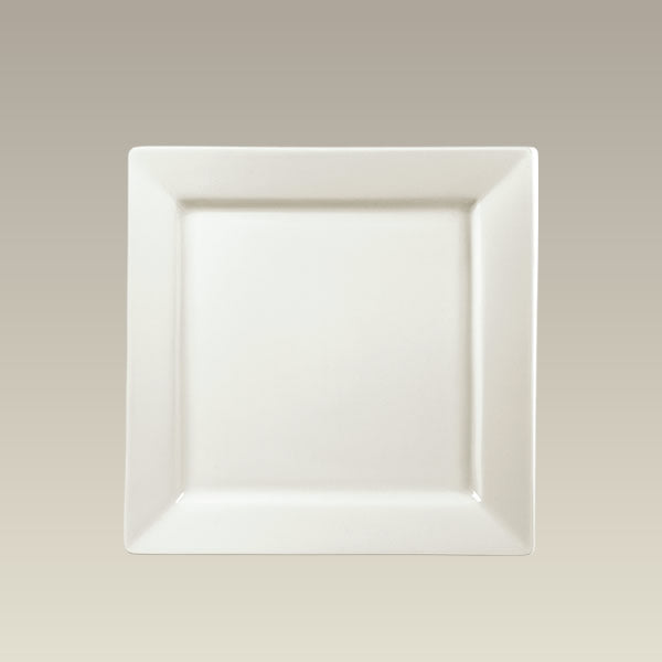 8" Cream Rim Shape Square Plate, SELECTED SECONDS