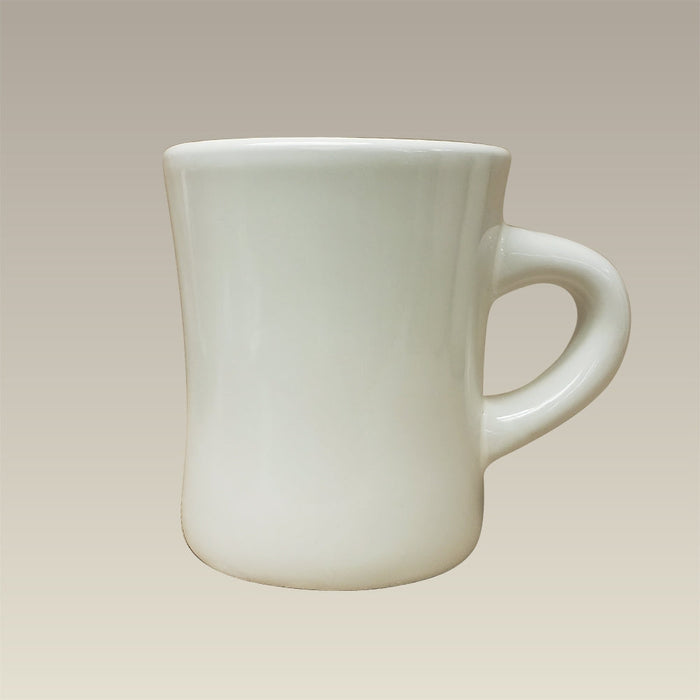 Cream Colored Stoneware Diner Shape Mug, 10 oz., SELECTED SECONDS